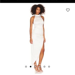 NWT White Satin Halter Dress with Slit